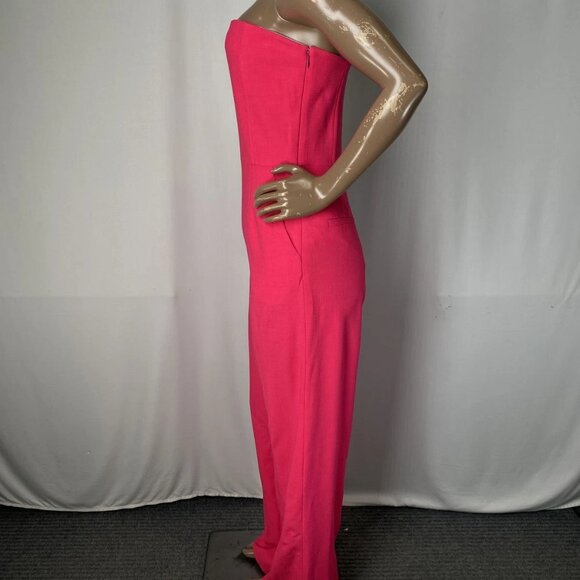 Ba&sh Women's Strapless Jumpsuit Hot Pink Size S Cyrus Wide Leg - Picture 7 of 9